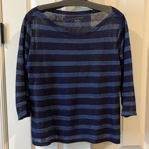 Majestic Paris Blue Striped Top